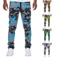 thumbnail image 1 of Glisme Men'S Pants Straight Leg Elastic Waist Relax Fit Camouflage Jogger Trousers Basic Bottoms L Blue, 1 of 6