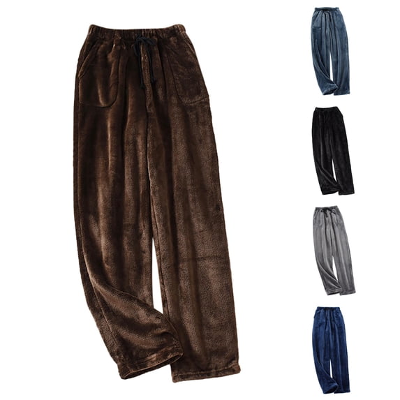 Glisme Men'S Pants Wide Leg High Waist Solid Color Loose Fit Pajama ...