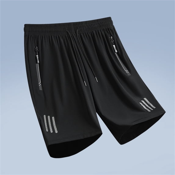 Glisme Men Shorts Casual Ice Silk Sport Shorts With Pocket Elastic Waist Drawstring Shorts Fitness Training Outdoor Pants Athletic Gym Mens Shorts Black