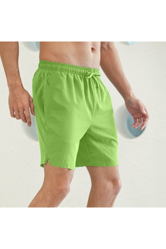 Men Shorts Casual Male Spring And Summer Solid Color Shorts Large Size Knee-Length Pants With Zipper Pocket Stretch Activewear Mint Green