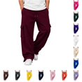 thumbnail image 1 of Glisme Men Trousers High Waist Straight Leg Loose Fit Solid Color Slacks Basic Clothes 2Xl, 1 of 8