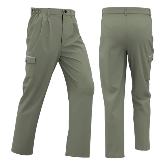 Glisme Men's Trousers Solid Color Elastic Waist With Pockets Summer Breathable Men Cargo Pants Size 3XL Khaki