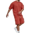 thumbnail image 1 of Glisme Mens 2 Piece Sets Summer Outfits Hipster Patchwork Tee Shirt And Short Set Sports Tracksuits Trend Matching Set Red, 1 of 9