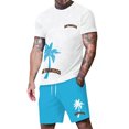 thumbnail image 1 of Glisme Mens 2 Piece Sets Summer Outfits Print Casual Sports Set For Men Short Sleeve Graphic T Shirt And Shorts Outfit Trend Matching Set Light Blue, 1 of 4