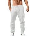 thumbnail image 1 of Glisme Mens Pants Casual Solid Color Hip Hop Breathable Loose Sports Pants With Pocket Men Pants Casual Summer White, 1 of 6
