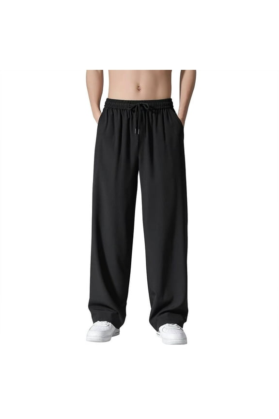 Mens Pants With Deep Pockets Loose Casual Jogging Pants For Running Workout Training Basketball Athletic Fit Travel Pants Black