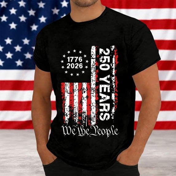 Glisme Mens T Shirt Independence Day Round Neck Graphic T Shirt Patriotic Independence Day Commemorative Print Short Sleeve Tee Charm 4Th Of July Wear Navy 5Xl