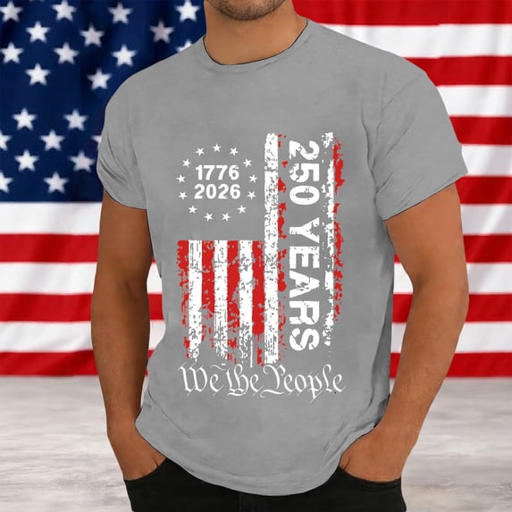 Glisme Mens T Shirt Independence Day Round Neck Graphic T Shirt Patriotic Independence Day Commemorative Print Short Sleeve Tee Retro 4Th Of July Wear White 3Xl