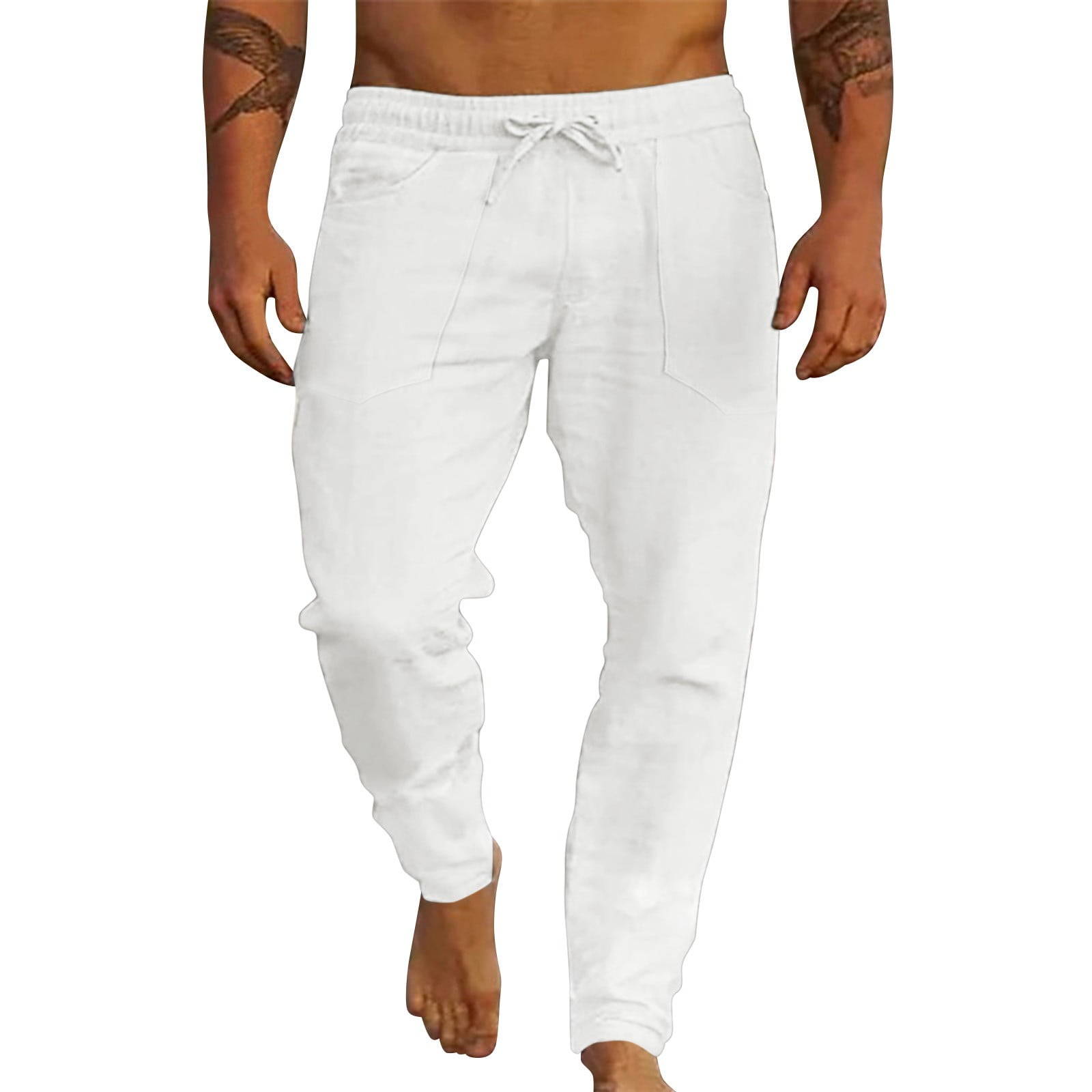 Glisme Mens Trousers Elastic Waist Spring And Summer Pant All Solid ...