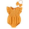 thumbnail image 1 of Glisme Onesies 0-3 Months Sleeveless Solid Color Romper Round Neck Jumpsuit Simple Daily Wear Coffee, 1 of 9