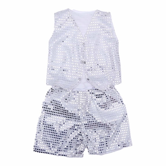 Glisme Outfits For Boys O Neck Outfits Sleeveless Cartoon Pattern Performance Clothes Classic Wear 8-9 Years Silver