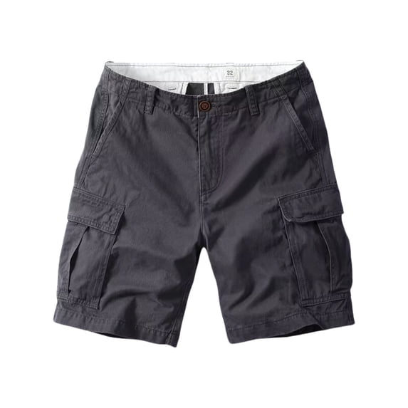 Glisme Pants For Men Solid Color Zip Front With Pockets Summer Loose Fit Men Cargo Trousers Size M Grey