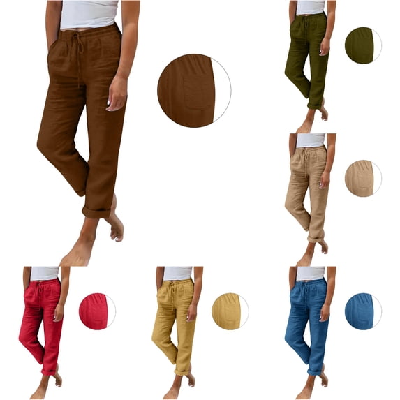 Glisme Pants For Women High Waist Straight Leg Slacks Relax Fit Trousers Durable Bottoms Brown M