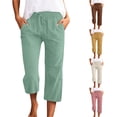 thumbnail image 1 of Glisme Pants For Womens Elastic Waist Relax Fit Trousers Straight Leg Slacks With Pocket Simple Clothes Green 2Xl, 1 of 5