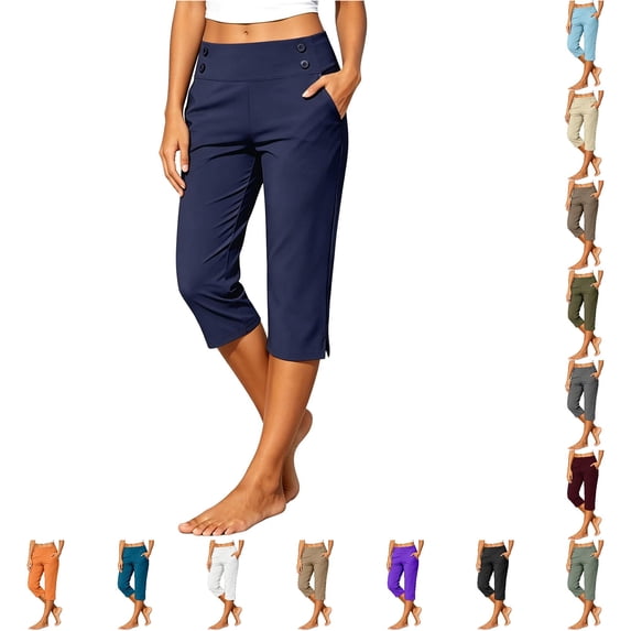 Glisme Pants For Womens High Waist Straight Leg Sweatpants Relax Fit Slacks Fashion Bottoms Dark Blue 4Xl