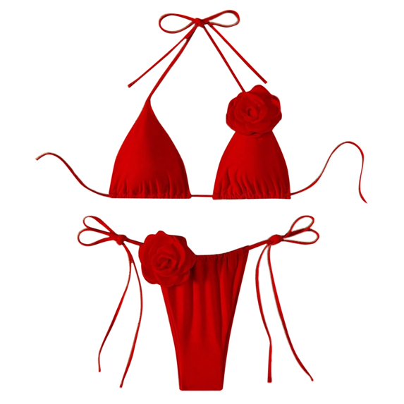 Glisme Red Bikini Sets For Women Flower Swimsuit Bikini Suit Fashion Swimwear Swimwear Ladies Matching Swimsuit