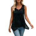 thumbnail image 1 of Glisme Shirts for Women Solid Color Sleeveless Crew Neck Tees Summer Comfortable Women Tops Size L Black, 1 of 5