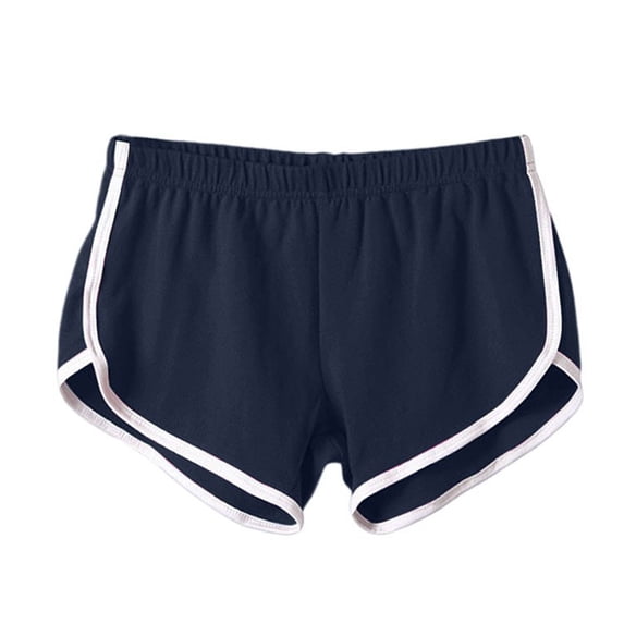 Glisme Shorts for Women Solid Color Elastic Waist Summer Breathable Women Shorts Size 3XL Navy