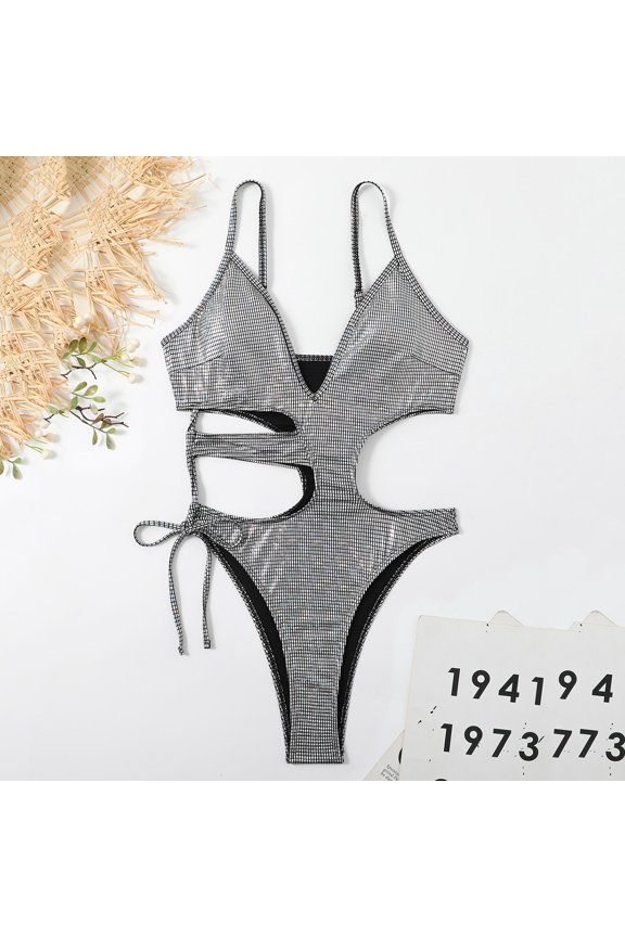 Silver Bikini Sets For Women New Bikini Hot Silver Fabric Shiny Swimwear For Family Vacation