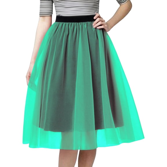 Glisme Skirts For Women Solid Color Tiered Mesh Skirt Asymmetrical Hem Party Wear With White Elegant Flowy Design For Festive Events Novel Party Dress Green