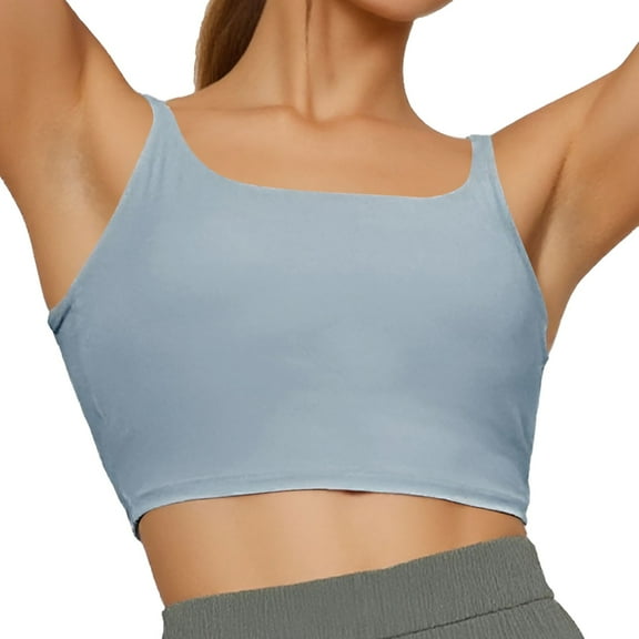 Glisme Sports Bras For Women High Support Comfortable Large Thin Sagging Side Backless Shining No Steel Ring Wrapping Bra For Workout Blue