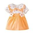 thumbnail image 1 of Glisme Summer Dress For Girls Baby Floral Print Sleeveless Casual Sundress Soft Fit Little Girl Princess Dress Size 9-12 Month,Orange, 1 of 3