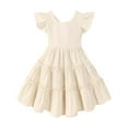 thumbnail image 1 of Glisme Summer Dress For Girls Casual A Line Sundress With Elastic Waist For Outdoor Play And Daily Wear Gentle Princess Dress For Girl Size 3-4 Years,Beige, 1 of 5