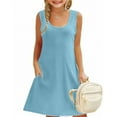 thumbnail image 1 of Glisme Summer Dress For Girls For Everyday Wear Sleeveless Floral A Line Sundress With Pockets For Spring And Casual Elegant Little Girl Princess Dress Size 11-12 Years,Sky Blue, 1 of 7