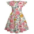 thumbnail image 1 of Glisme Summer Dress For Girls Floral Print Casual Short Sleeve Fashionable Cute Daily Wear Sundress Soft Fit Princess Dress For Girl Size 6-7 Years,Pink, 1 of 3
