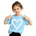 thumbnail image 1 of Glisme Summer Girls Shirts Heart Print Short Sleeve Crew Neck T-shirts Casual Girl Tees Size 11-12 Years Sky Blue, 1 of 3