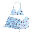 thumbnail image 1 of Glisme Summer Girls Swimsuit Two Piece Bikini Set Cute Cherry Printswimwear With Rash Guard Top And Bottom Relaxed Fit Bathing Suits Size 8-9 Years Blue, 1 of 9