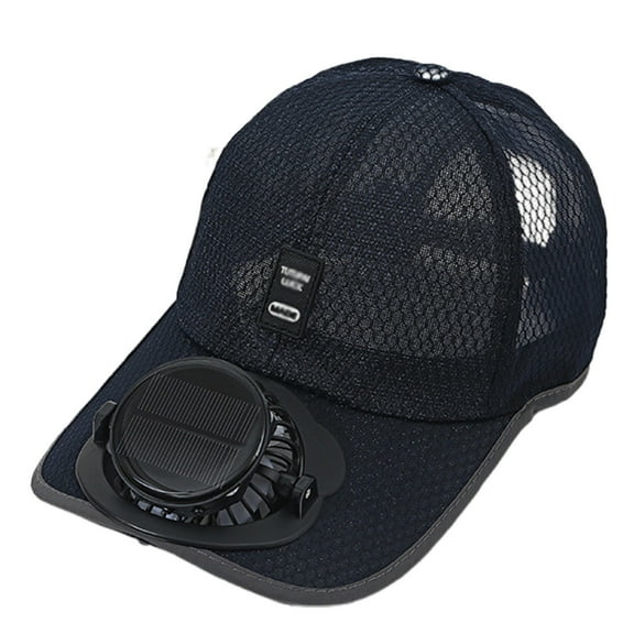 Glisme Sun Hat With Fans For Men Solar Fan Sun Hat Outdoor Hiking Casual Wear With Adjustable Brim Breathable Lightweight Design Summer Cooling Bucket Hat Navy