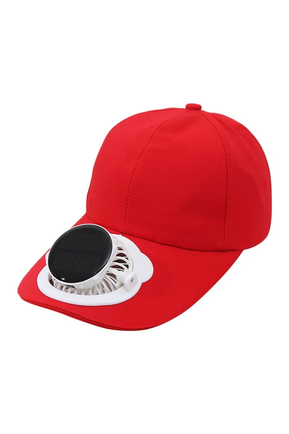 Sun Hat With Fans For Men Solar Fan Sun Hat For Outdoor Travel With Adjustable Brim Lightweight Breathable Unisex Hats For Men Women Hiking Camping Hat For Summer Red