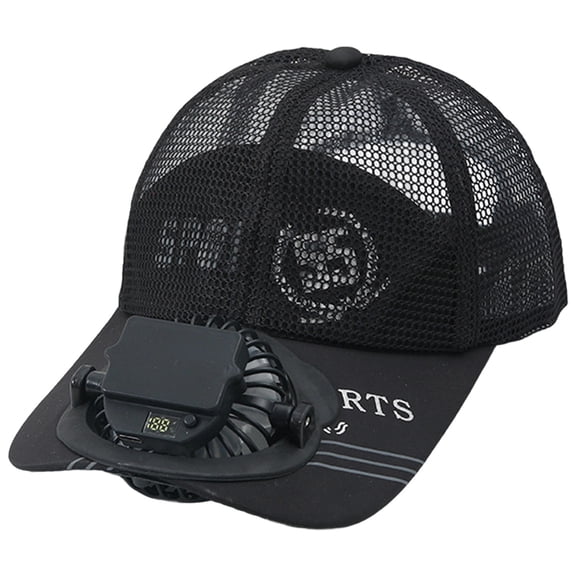 Glisme Sun Hat With Fans For Men Women Adult Outdoor Sun Hat With Built-In Solar Fan Summer Hiking And Fishing Hat Black