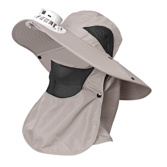 Glisme Sun Hat With Fans For Women Outdoor Wide Brim Sun Hat With Solar Fan For Leisure Activities Summer Bucket Hat For Men And Women White