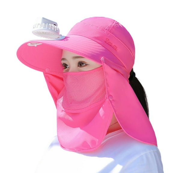Glisme Sun Hat With Fans For Women Wide Brim Solar Fan Hat Upf 50  Beach Hat For Outdoor Hiking Camping Hat For Summer Hot Pink