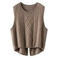 thumbnail image 1 of Glisme Sweater Vest Women Fashion Solid Color Vest Casual Loose Short Split Knit Sweater Vest Casual Loose Fall Winter Clothes Coffee, 1 of 3