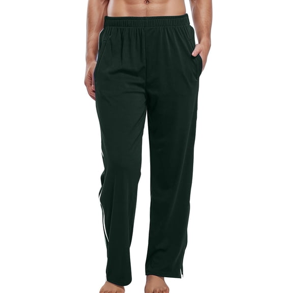 Glisme Sweatpants For Men Full Zipper Sweatpants Jogging Pants Tearing Pant Loose Casual Sportswear With Pockets Regular Fit Trousers Army Green