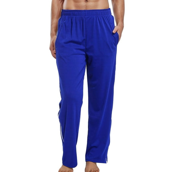 Glisme Sweatpants For Men Full Zipper Sweatpants Jogging Pants Tearing Pant Loose Casual Sportswear With Pockets Softness Travel Pants Dark Blue