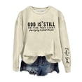 thumbnail image 1 of Glisme Sweatshirt For Women Casual Crewneck Print Sweatshirt Fashion Pullover Hoodie Athletic Fit Top Everyday Wear Beige, 1 of 3