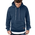 thumbnail image 1 of Glisme Sweatshirts For Men Couple Solid Color Hooded Sweatshirt With Pocket Long Sleeves Pullover Flexible Streetwear Dark Blue, 1 of 3