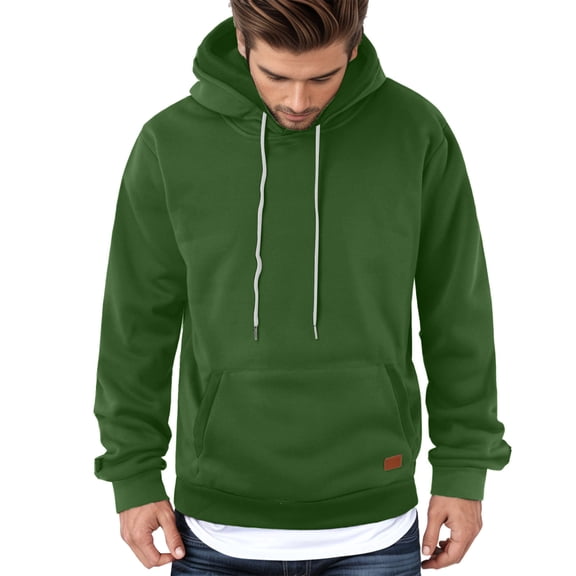 Glisme Sweatshirts For Men Couple Solid Color Hooded Sweatshirt With Pocket Long Sleeves Pullover Regular Streetwear Green