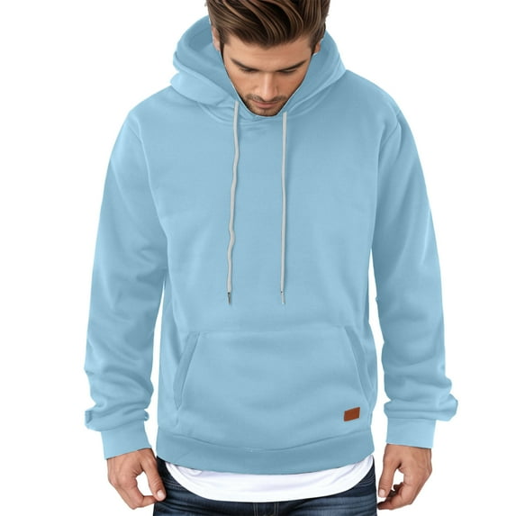 Glisme Sweatshirts For Men Couple Solid Color Hooded Sweatshirt With Pocket Long Sleeves Pullover Relaxed Streetwear Purple
