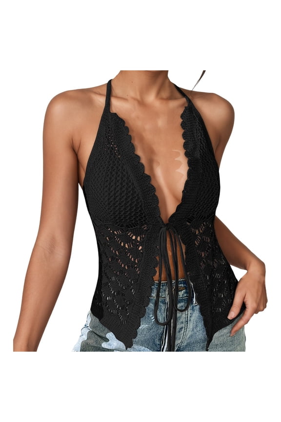 Swimsuit Coverup For Women Summer Beach Cover Up Lace Up Hollow Out Breezy Swimwear Wrap Casual Resort Wear Lightweight Sheer Kimono Popular Black Beachwear