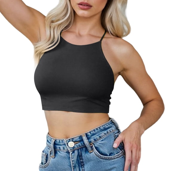 Glisme Swimsuits For Women 50S Tie Knot Back Soft Padding Bikini Top Swimsuit Tops Black Bathing Suits For Swimsuit Party