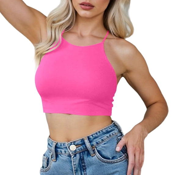 Glisme Swimsuits For Women 50S Tie Knot Back Soft Padding Bikini Top Swimsuit Tops Pink Bathing Suits For Swimming Pool