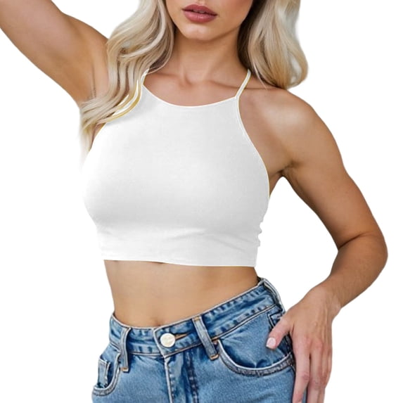 Glisme Swimsuits For Women 50S Tie Knot Back Soft Padding Bikini Top Swimsuit Tops White Bathing Suits For Beach