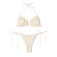 thumbnail image 1 of Glisme Swimsuits For Women Multi Color Split Strappy Bikini Set Beige Bathing Suits For Beach, 1 of 6