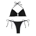 thumbnail image 1 of Glisme Swimsuits For Women Multi Color Split Strappy Bikini Set Black Bathing Suits For Swimming Pool, 1 of 7