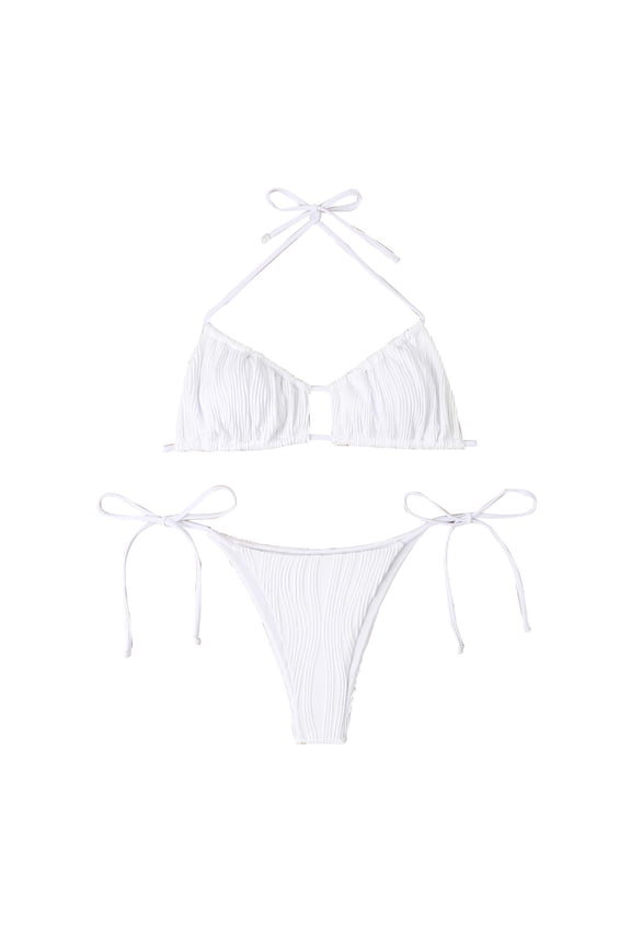 Swimsuits For Women Multi Color Split Strappy Bikini Set White Bathing Suits For Swimsuit Party